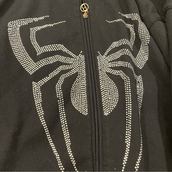 Vintage Y2K Boom Nation Spider-man Hoodie Full Face Zip Marvel Rhinestones Large - Picture 3 of 5